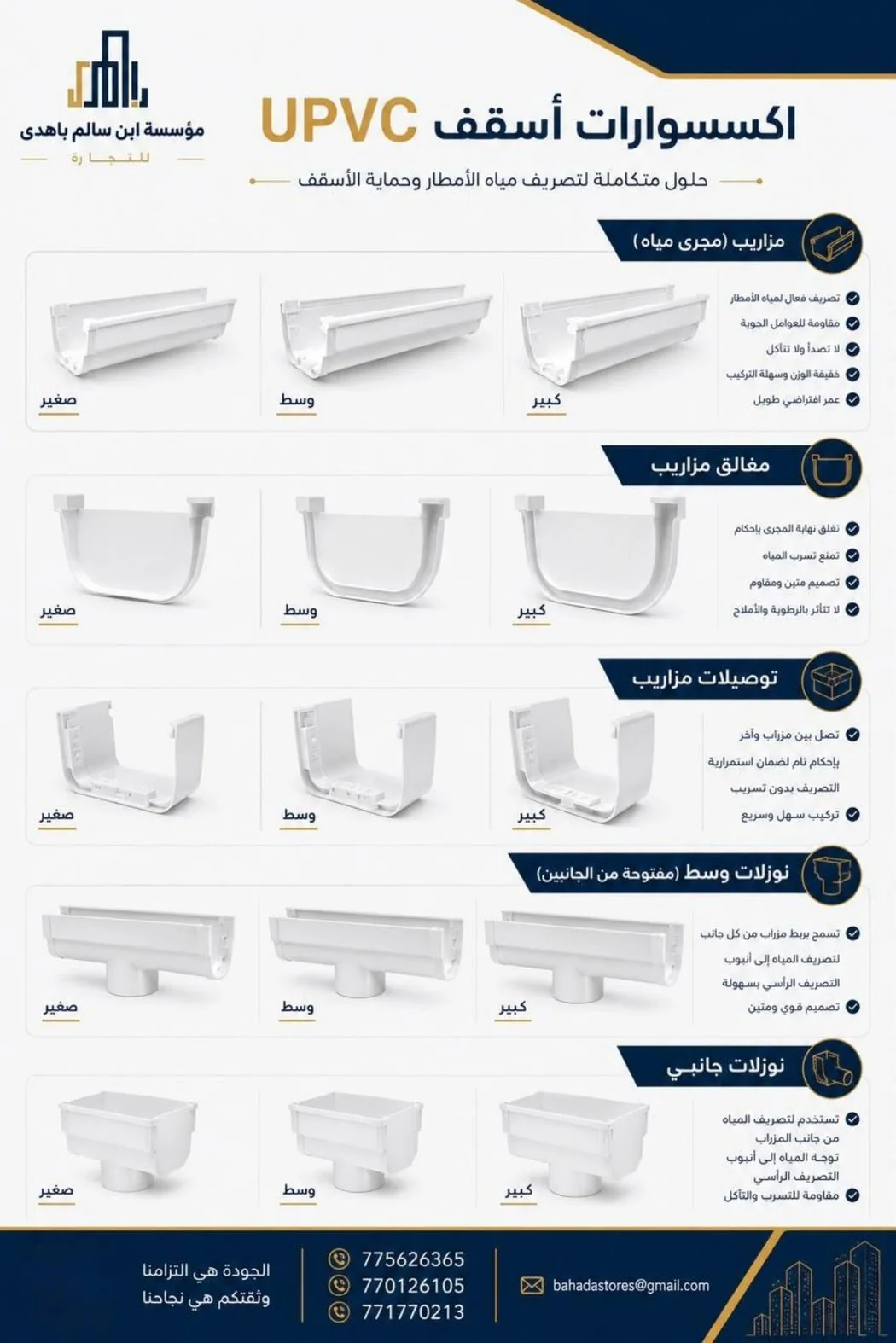 ورقة مواصفات أغطية نهايات المرازيب